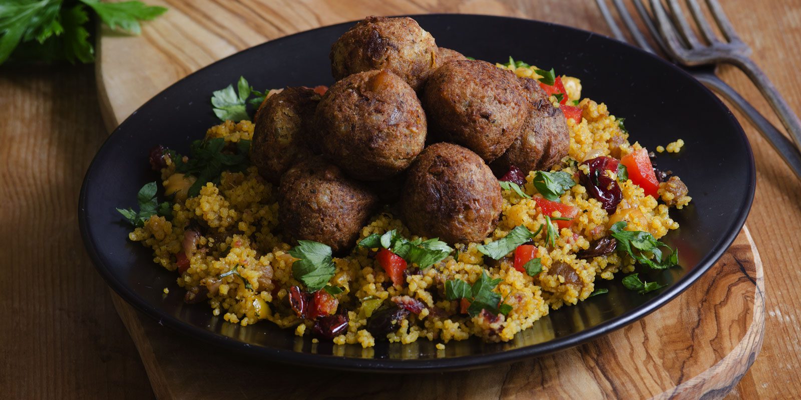 Falafel With Dried Fruit and Couscous