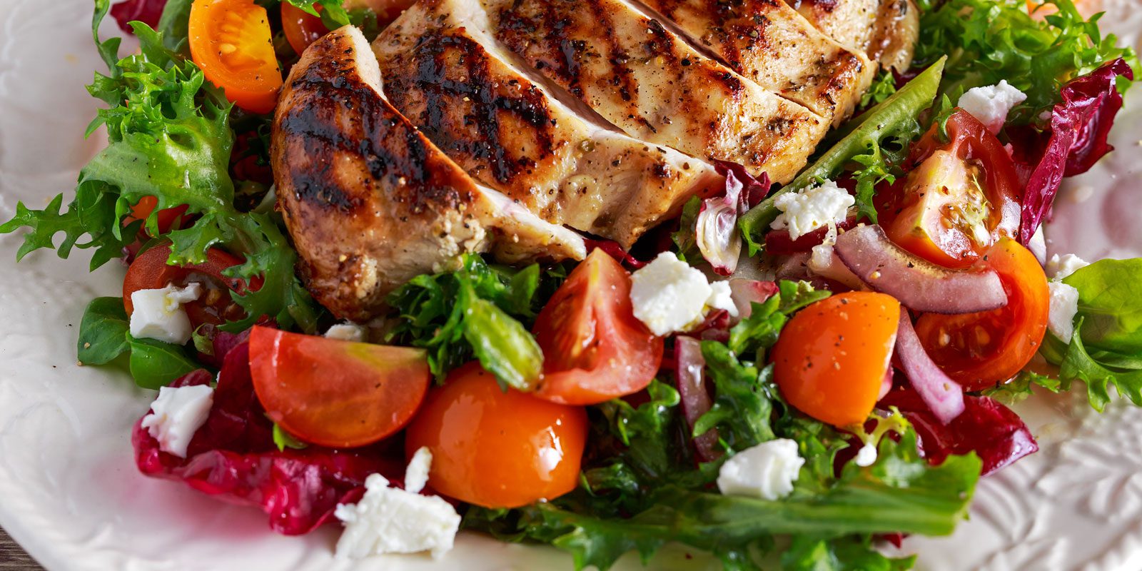 Grilled Chicken With Salad and Tzatziki Dressing